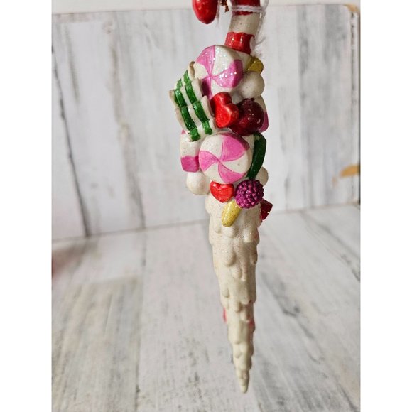 Vintage candy icicle candy cane ornament Xmas decor - Picture 3 of 9